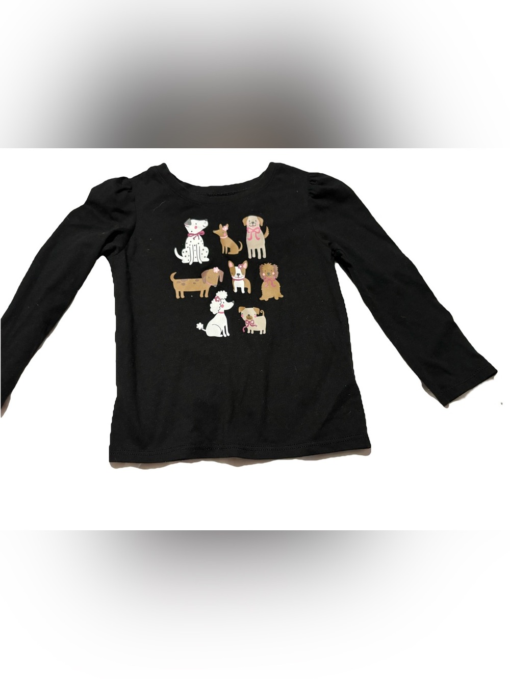 Garanimals Black Long-Sleeve Tee with Cute Dog Crew